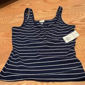 Navy Striped Women's Tank Top